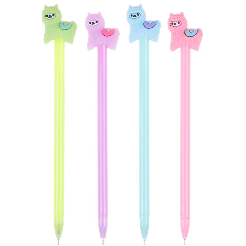 Olgaa 28 Pieces Cartoon Llama Pen Cute Alpaca Gel Pen,4 Colors for School Office Supplies Kids Gifts, Black Ink, 0.5mm Ball Point - Image 3